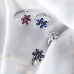 Flower Blumen Ring Silber pink