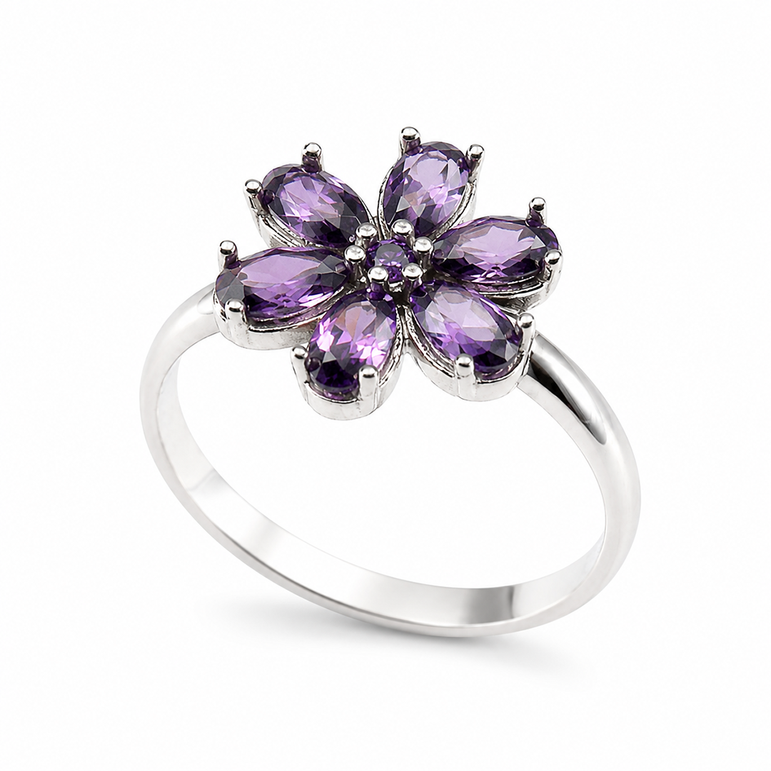 FLEUR Blütenring – 925er Silber mit Zirkonia