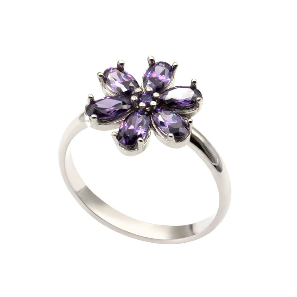 Flower Blumen Ring Silber violett