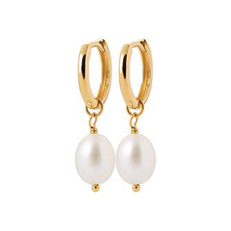 Perlen Ohrringe Silber vergoldet weiße Perle